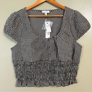 Top Shop Black and White Gingham Women's Crop Top Size 12 NWT